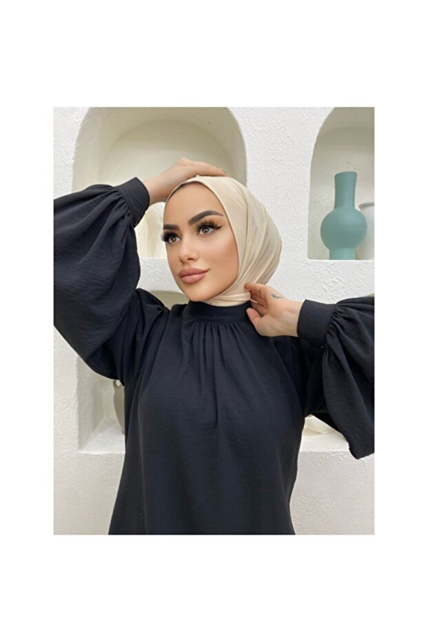 Snap Fastener Ready Scarf Shawl Hijap Beige Color