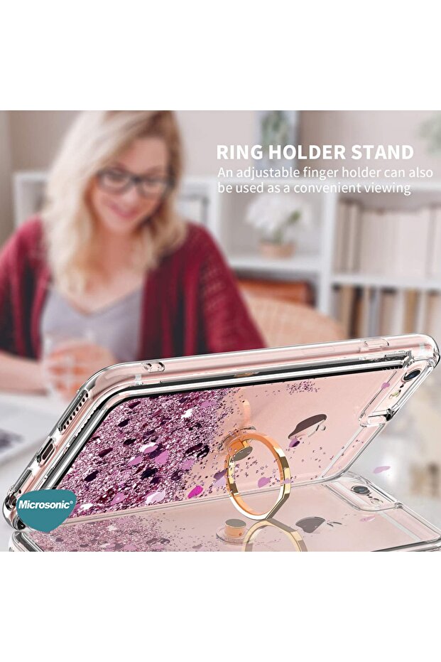 Iphone 6s Plus Uyumlu Mor Glitter Liquid Holder Kılıf - 4