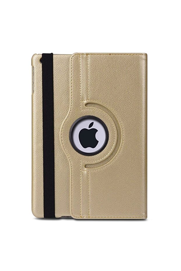 Ipad 10.2'' 8. Nesil A2270-a2428-a2429-a2430 Uyumlu  Kılıf 360 Rotating Stand Deri Gold - 2