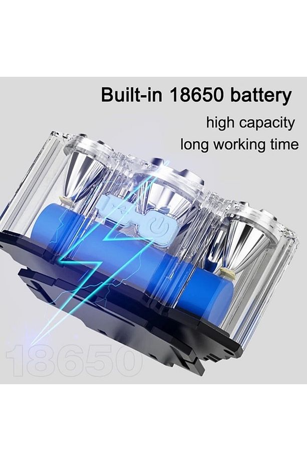 150w Ultra Güçlü Led Şarjlı 5 Led 5x Cree Led Kafa Feneri Avcı Feneri Balıkçı Kamp Feneri 5baslikli - 3