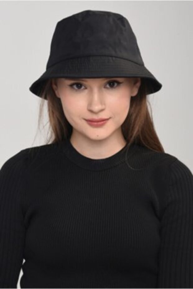 قبعة دلو الصيف السوداء - 1