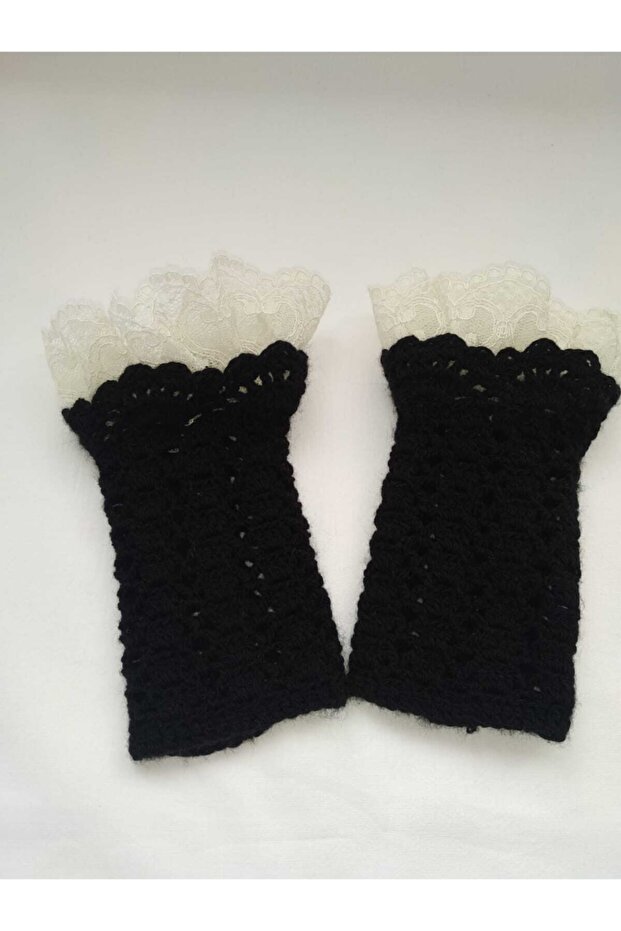Siyah El Yapımı Örgü Eldiven - 2