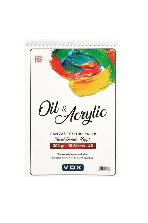 Oil Acrylic A5 Üstten Spiralli Tuval Dokulu Yağlı Akrilik Boya Defteri 300 gr 15 Yaprak - 2