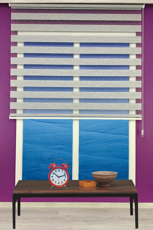 Gri Bambu Zebra Perde Kırçıllı - 1