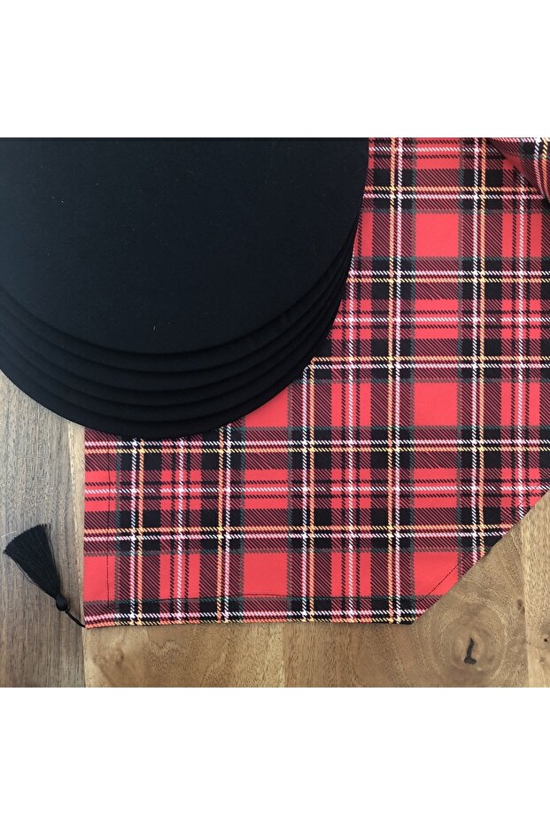 American Service, 6-Piece Placemat and Runner Plaid Tk3, Christmas Table, Christmas