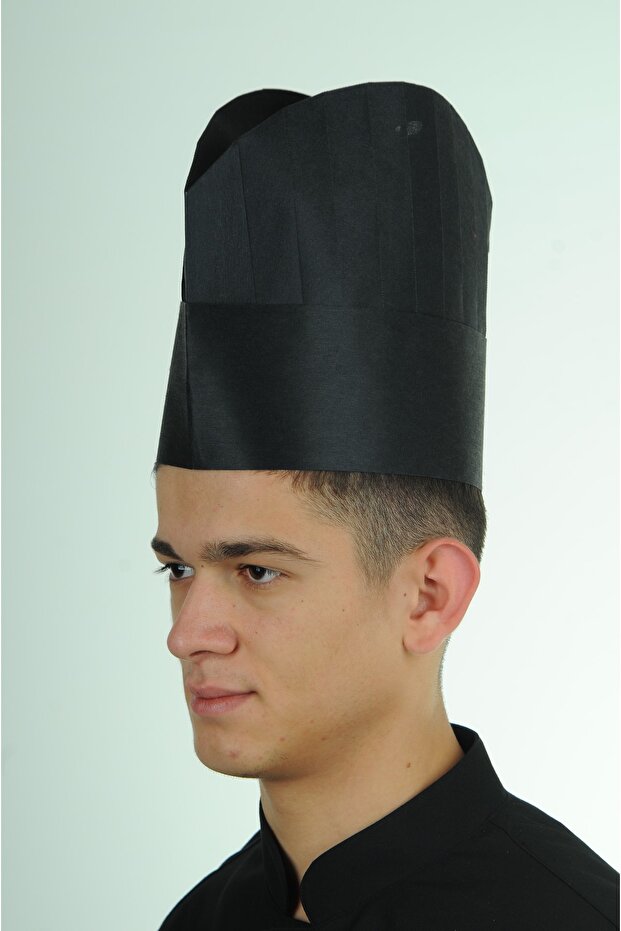 Bekiz Cook Cap Bekiz Disposable Cook Cap - Hat 24 cm Black 20 Pieces