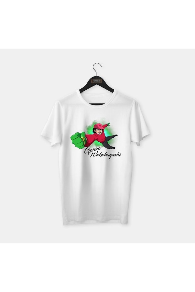 Tsubasa Series, G.wakabayashi, Football Special Design, White Combed Cotton T-Shirt