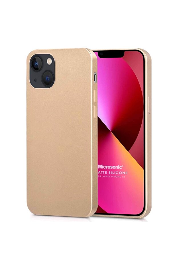 Matte Silicone Apple Iphone 13 Kılıf Gold - 1