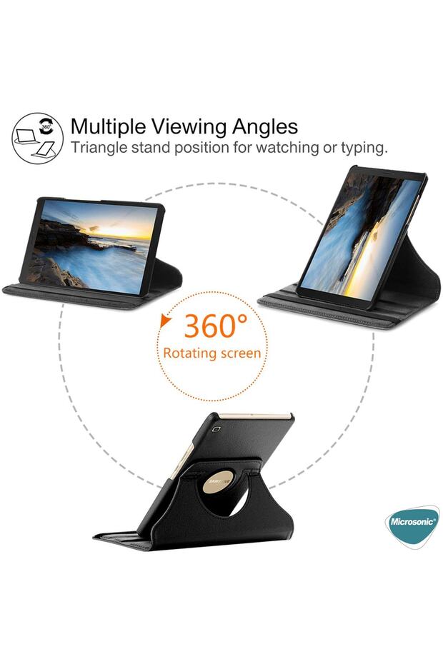 Galaxy Tab A7 T500 Kılıf 360 Rotating Stand Deri Gold - 4