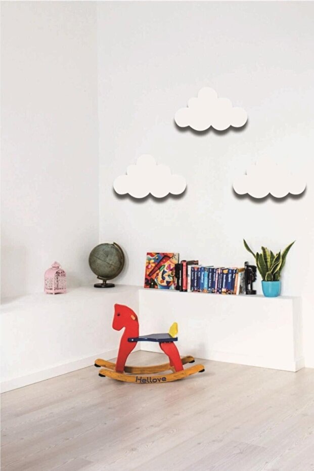 3 Ahşap Bulut Ahşap Duvar Dekoru Çocuk Odası Süsü - 1