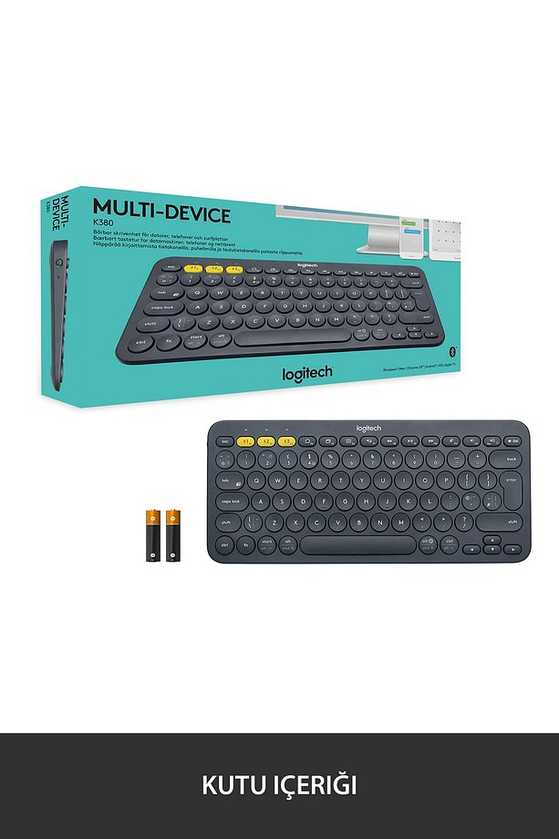 K380 Klavye Bluetooth Türkçe Multi-Device Kompakt Kablosuz Siyah - 8