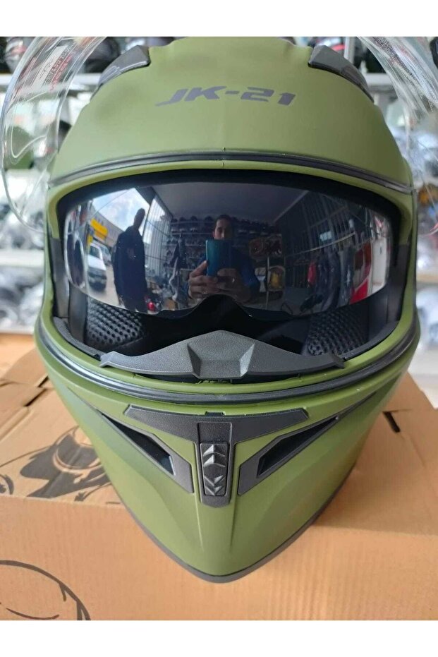 Jk-21 Kask Çene Açılır Kask Haki Renk - 2