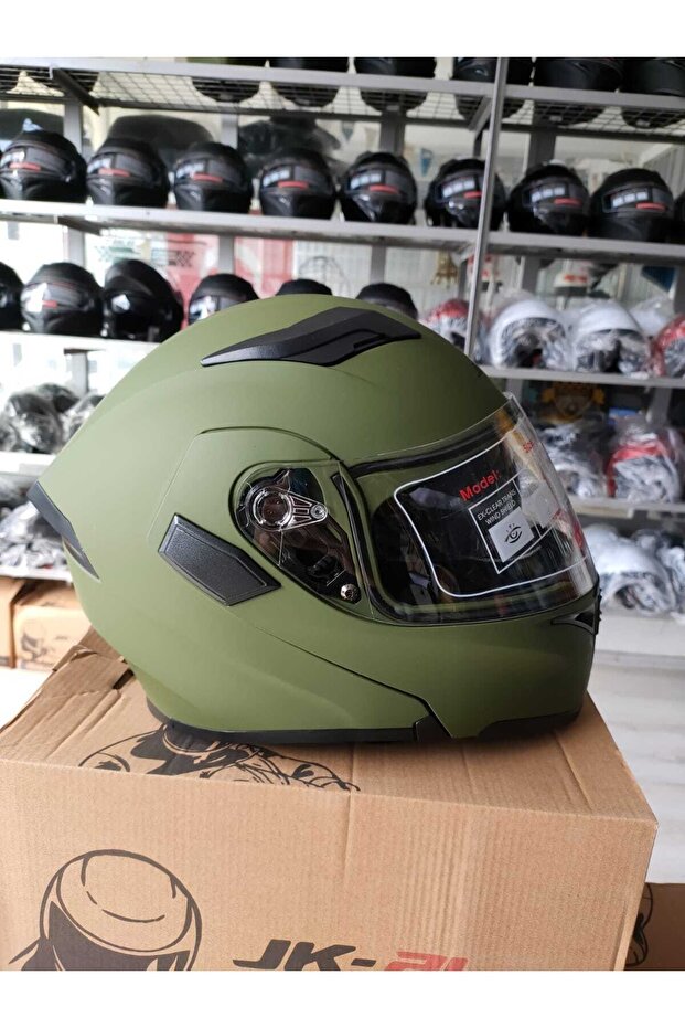 Jk-21 Kask Çene Açılır Kask Haki Renk - 3