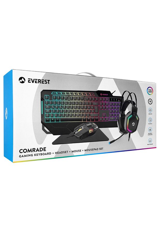 Km-r44 Comrade Black Usb Gaming Led Keyboard Q Oyuncu Multimedia Headset Mouse Mousepad (PLUS SET) - 8
