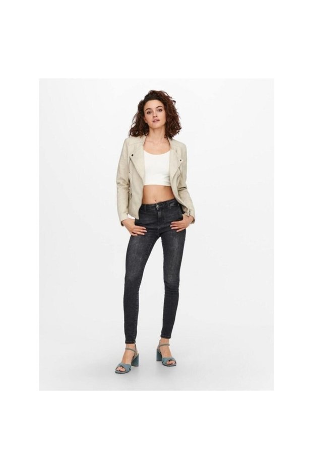 Women's 15102997 Onlava Faux Leather Biker Otw Noos Stone