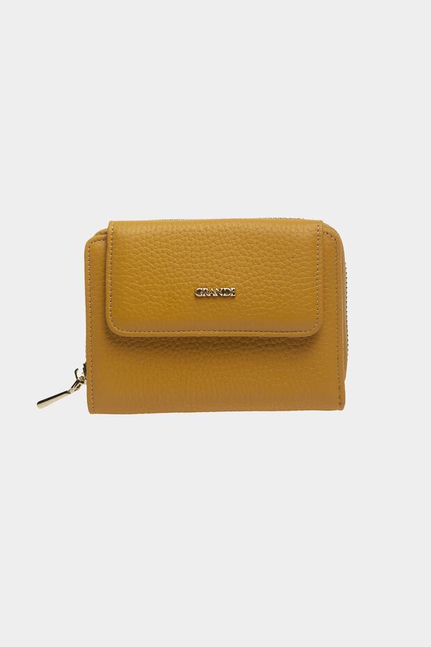 3802 Genuine Real Leather Small Women's Wallet Flother Yellow