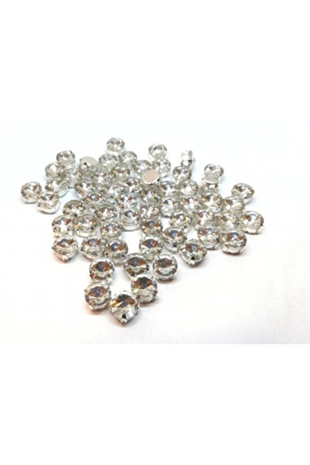 8mm Rivoli Round Case Planted White Glass Stone (100 Pieces)