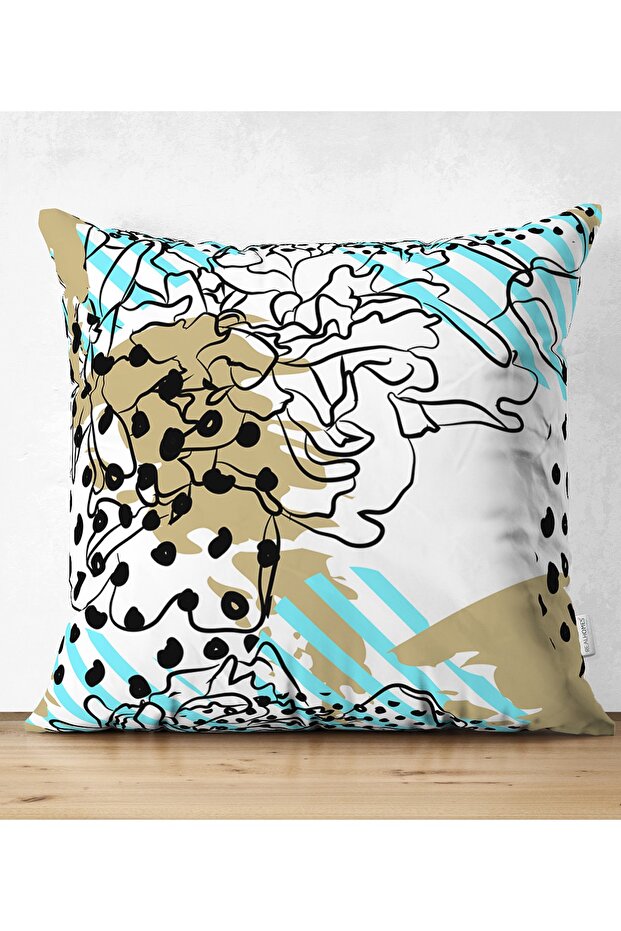 Digital Printed Modern Pillow Cushion Cover with Onedraw Drawing on Colorful Background