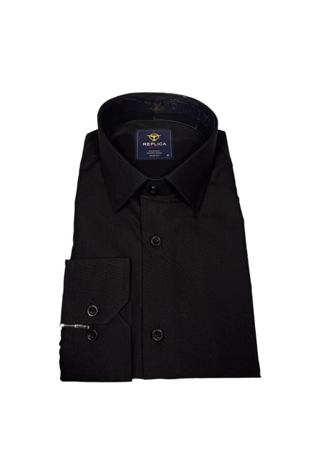 Erkek Siyah Slim Fit Gömlek
