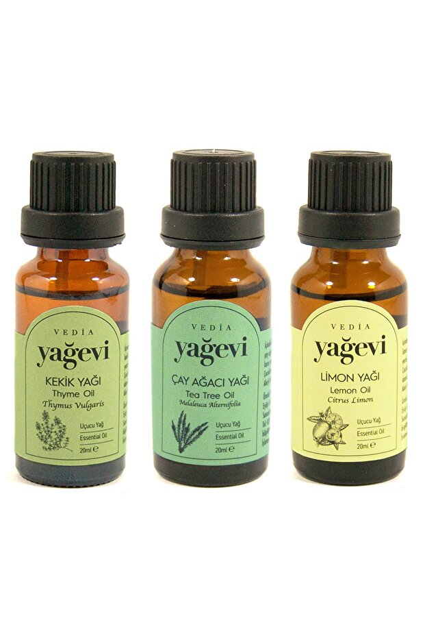 100% Pure Thyme Oil 20ml + Lemon Oil 20ml + Tea Tree Oil 20ml 3-Piece Essential Oil Set, Large Size