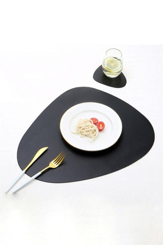 Placemat Leather Black 12 Pieces