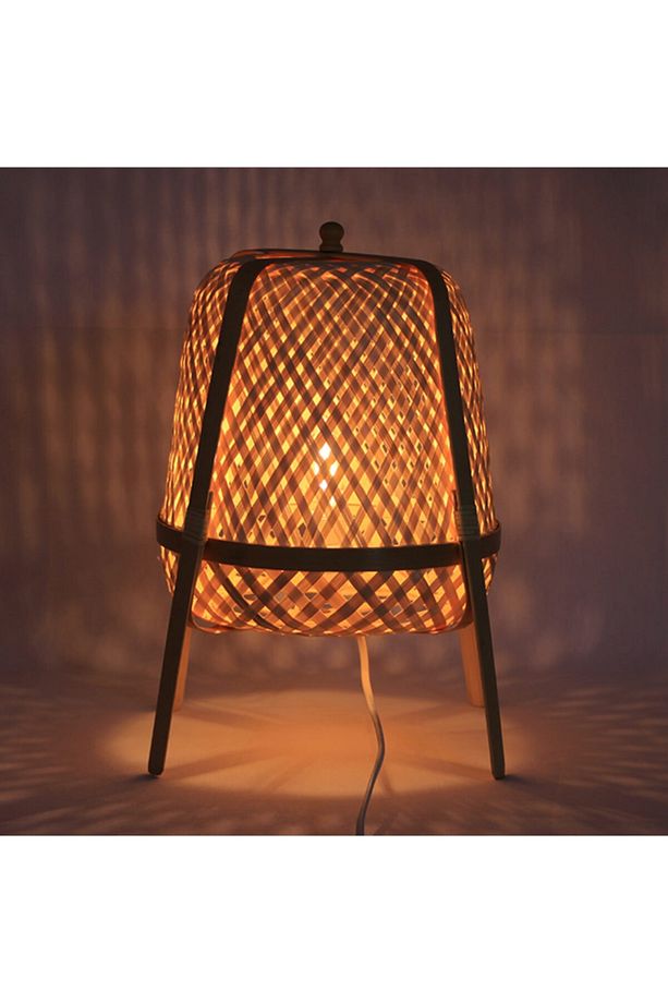 Manolya 25x35 Cm. Dekoratif Bambu Masa Lambası - 6