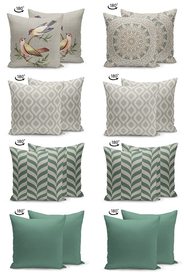 8li Çift Taraflı Kırlent Kılıf Seti Ktl20-set8-27 - 2