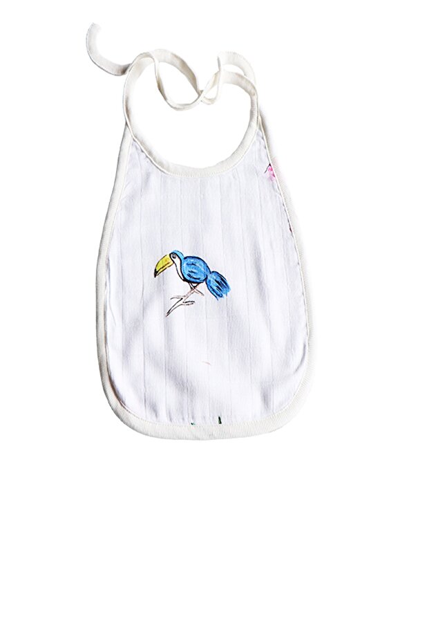 White Tropical World Muslin Baby Bib