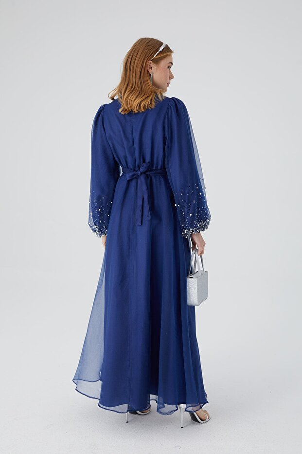 Stone Organza estélyi ruha sötétkék - 8
