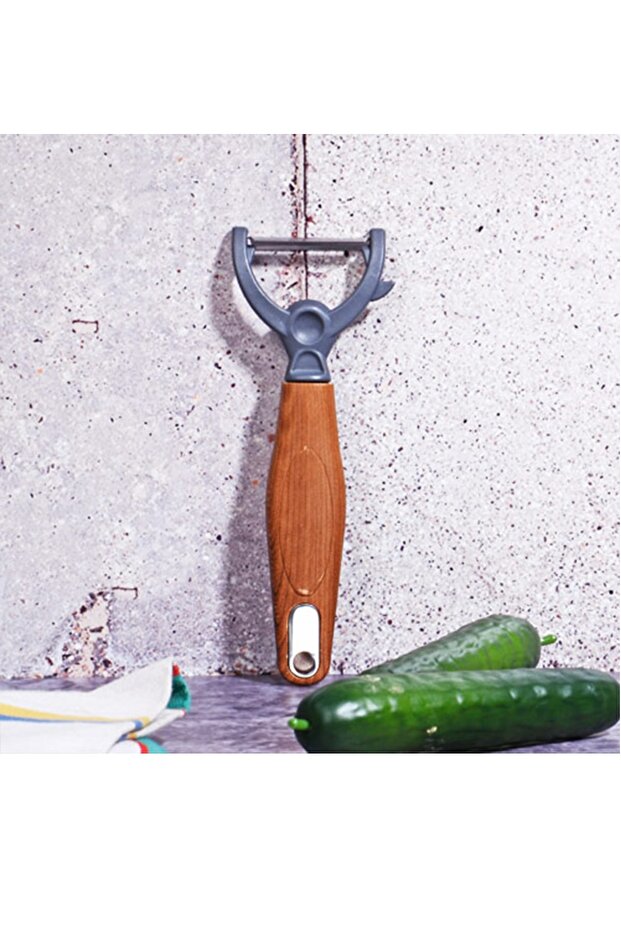 Wooden Handle Steel Slingshot Peeler