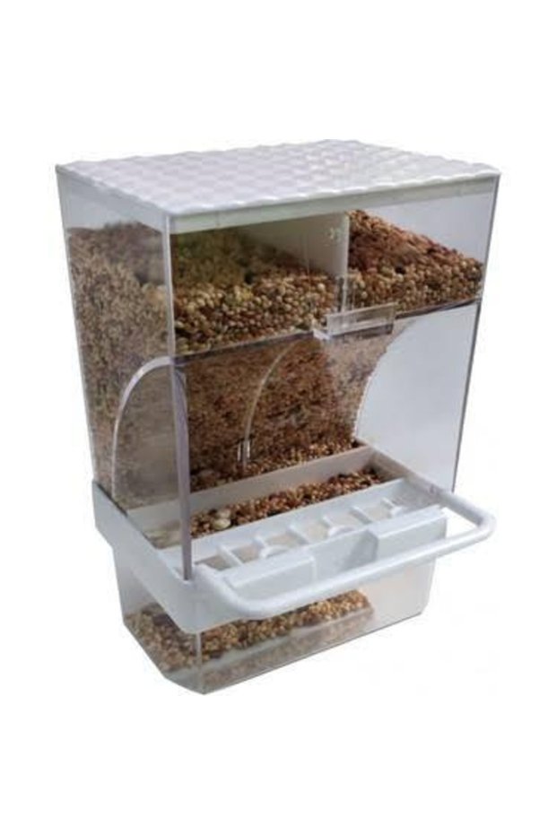 Smart Bird Food Bowl with Base Chamber White