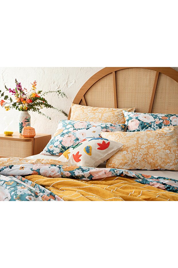 Camellia pamut egyszemélyes paplanhuzat szett 160x220 cm barack - 3