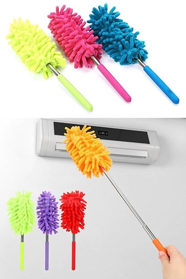 مجموعة غبار الريش المصنوعة من الألياف الدقيقة تلسكوبية، جهاز فرشاة غبار عملي قابل للتمديد - 1