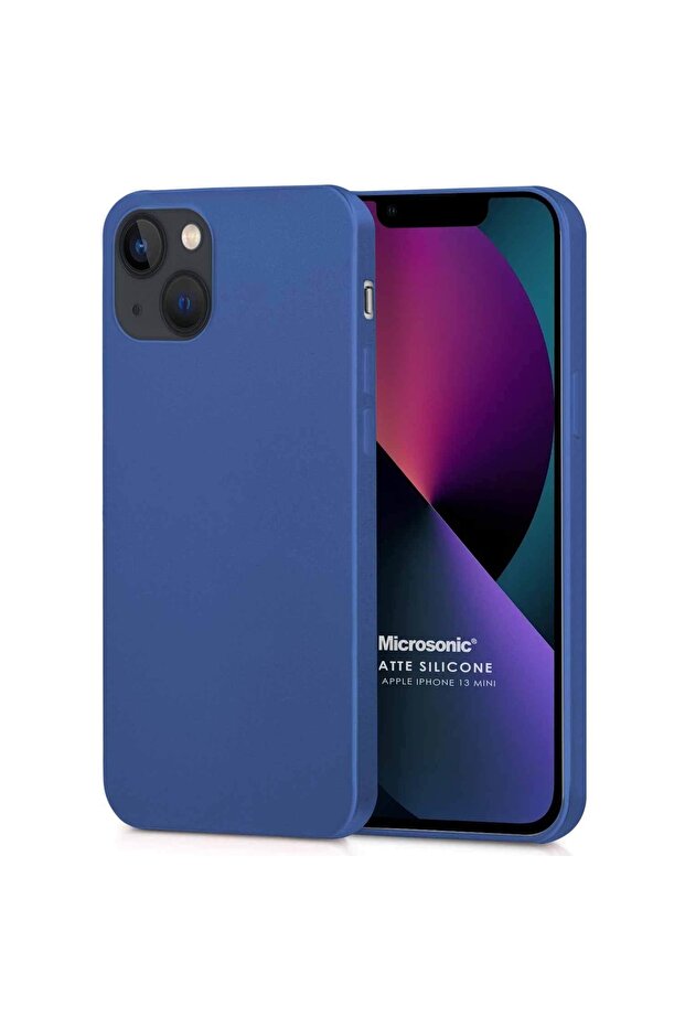 Matte Silicone Apple Iphone 13 Mini Kılıf Lacivert - 1