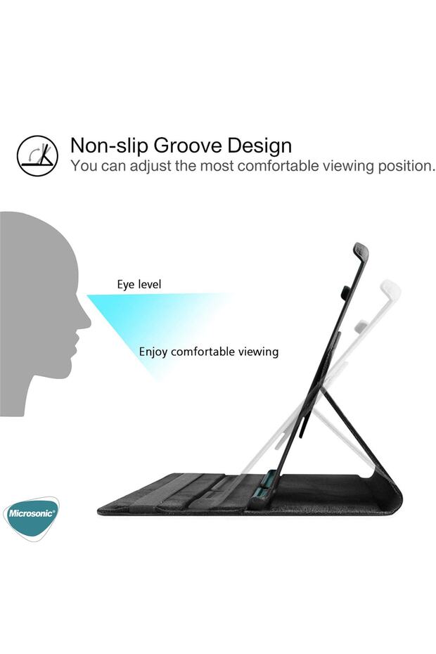 Galaxy Tab A7 T500 Kılıf 360 Rotating Stand Deri Gold - 5