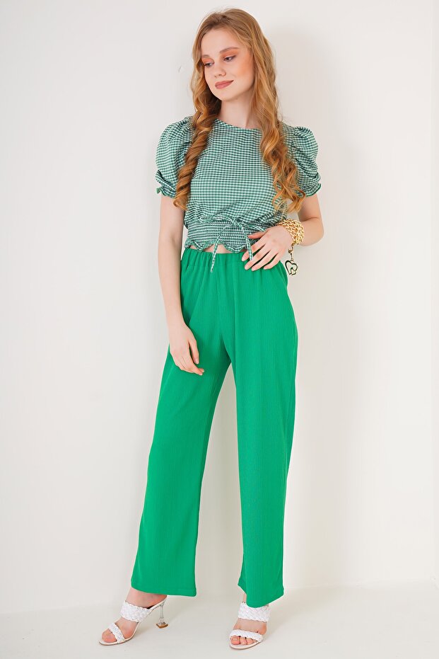 6543 Örme Pantolon - Yeşil - 2