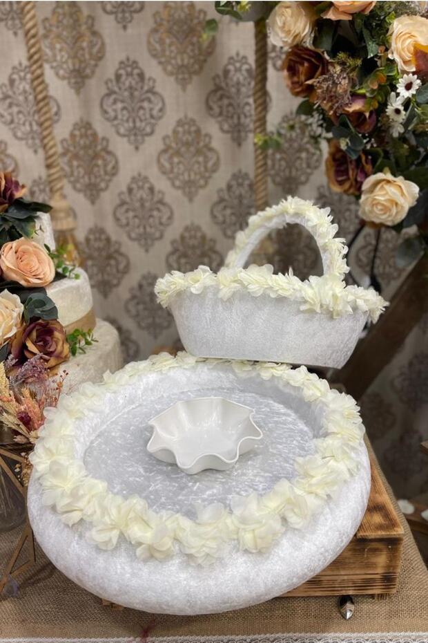 Cream Three Dimensional Henna Tray and Basket Henna Night Supplies
