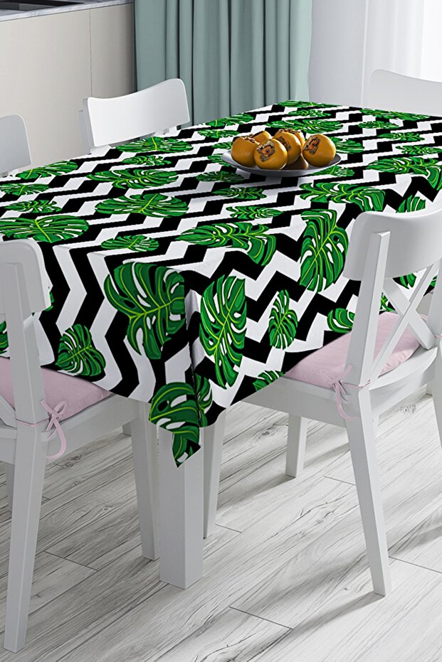 مفرش طاولة ثلاثي الأبعاد مطبوع رقميًا بنمط أوراق الشجر الحديثة - 1