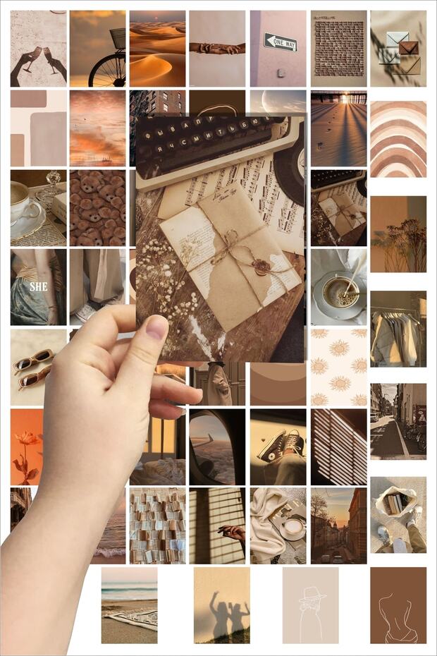 Boho Aesthetic Duvar Poster Seti 52'li Kolaj - Çoklu Poster 52 Adet 10x15 Cm - 1