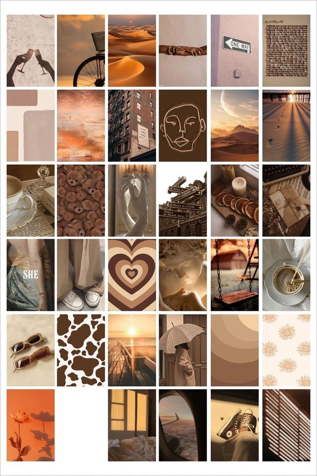 Boho Aesthetic Duvar Poster Seti 52'li Kolaj - Çoklu Poster 52 Adet 10x15 Cm - 4