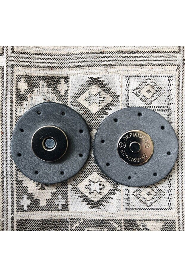 Silver Magnetic Round Genuine Leather Bag Snap Fastener - Gray Color
