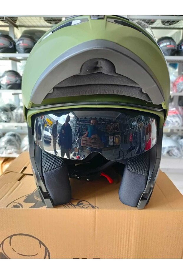 Jk-21 Kask Çene Açılır Kask Haki Renk - 4