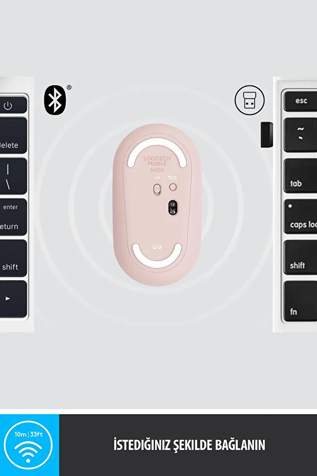M350 Pebble Sessiz Kablosuz Kompakt Mouse  Pembe - 4