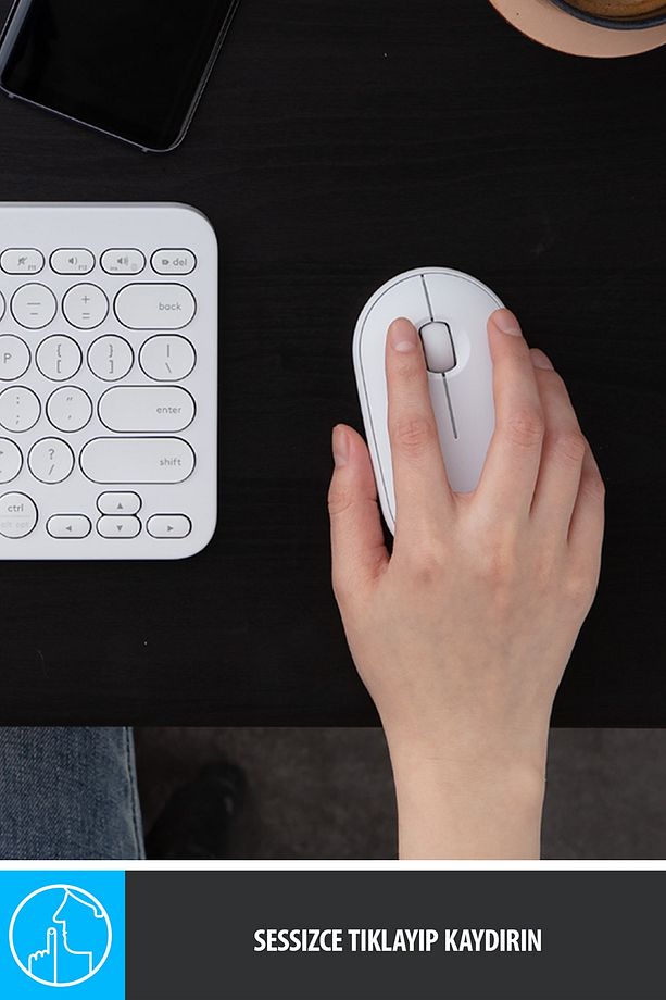 M350 Pebble Sessiz Kablosuz Kompakt Mouse - Beyaz - 4