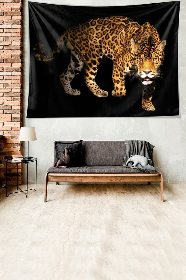 Leopar Desen Leke Tutmaz Kadife Dokulu Kumaş Duvar Örtüsü Duvar Halısı Tapestry - 4