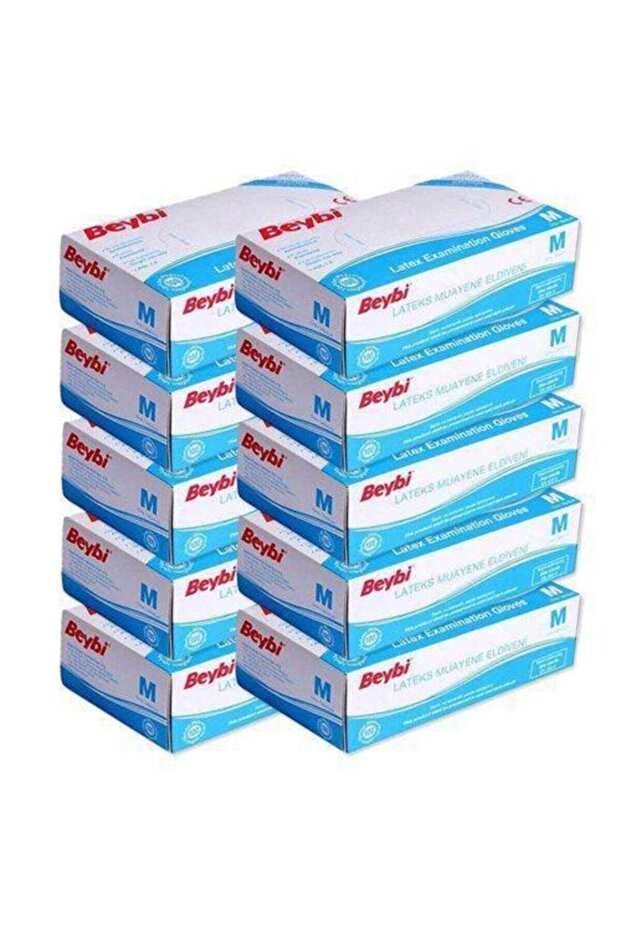 قفازات لاتكس بودره وسط 100 × 10 علبة