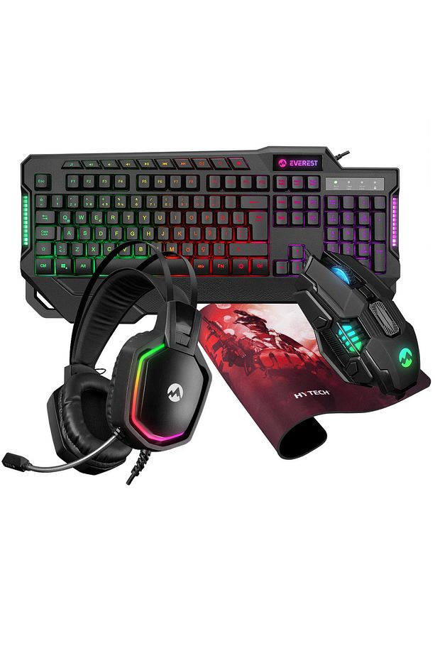 Km-r44 Comrade Black Usb Gaming Led Keyboard Q Oyuncu Multimedia Headset Mouse Mousepad (PLUS SET) - 1