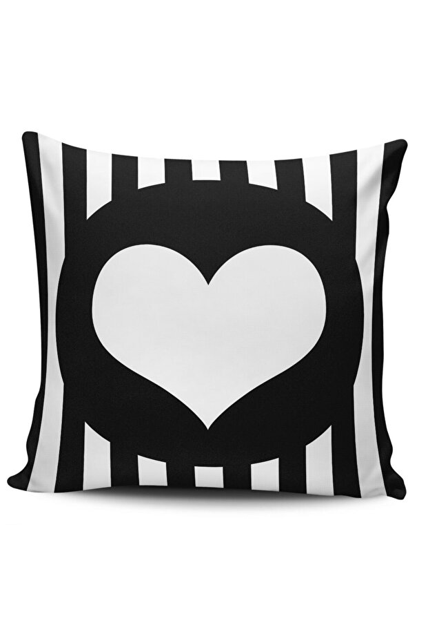Letter Digital Printed Heart Themed Throw Pillow Cover