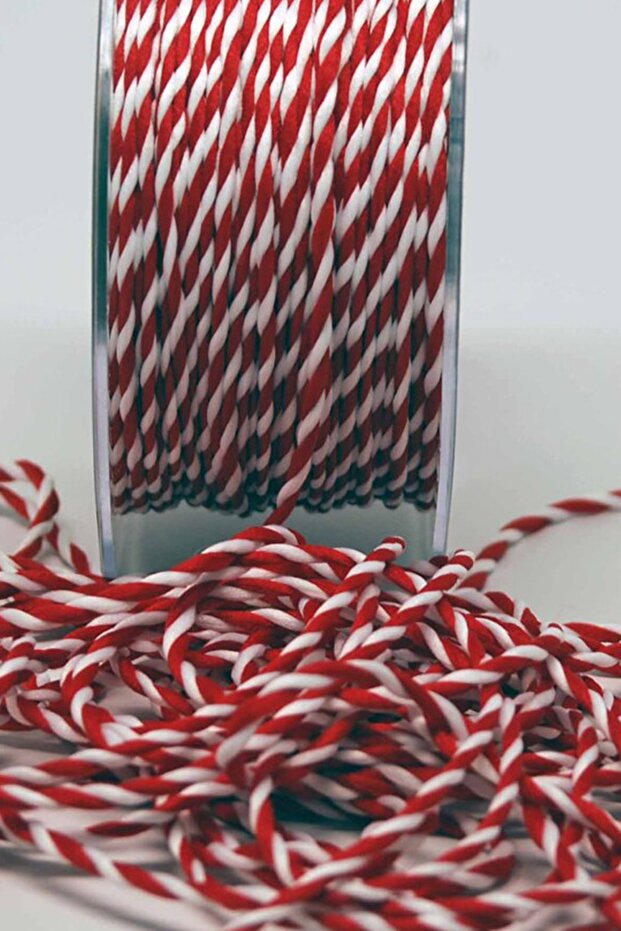 خيط مارتينيشكا / خيط تغليف الهدايا باللونين الأحمر والأبيض / خيط تغليف ثنائي اللون 1 متر - 3