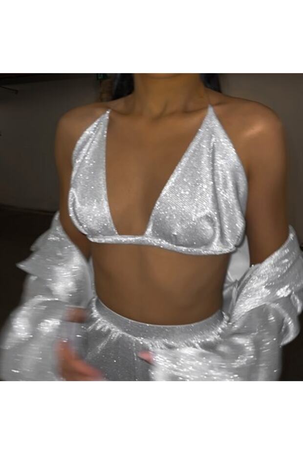 Özel Tasarım Beyaz Simli Bralet - 1